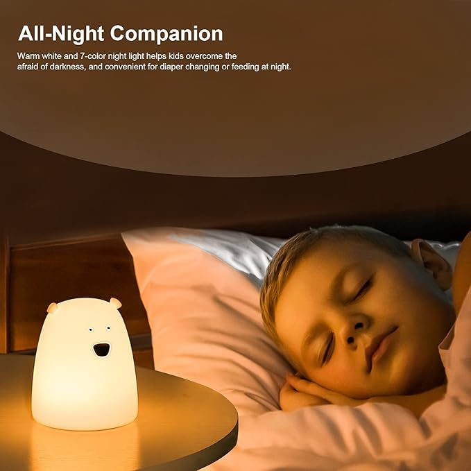ZKLiLi Night Light for Kids Lamp, 16 Colors Lamp Cute, Dimmable Baby Night Lights for Nursery,Silicone Rechargeable Nightlight for Kids Room, Kawaii Room Decor (GJDB01)