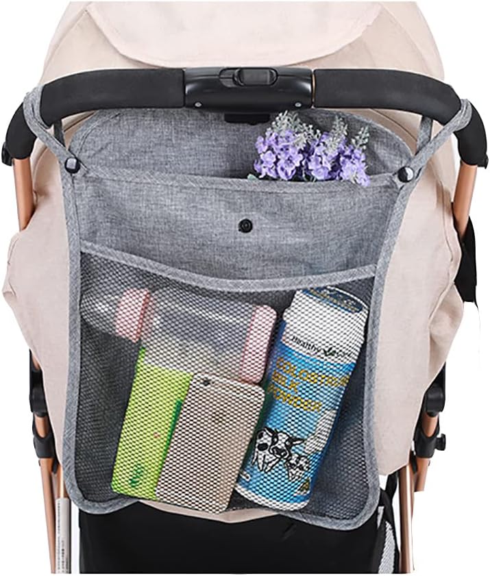 Baby Stroller Organizer Grey Infant Toddle Mesh Stroller Organizer,Detachable Straps easy hang on strollers (Grey)