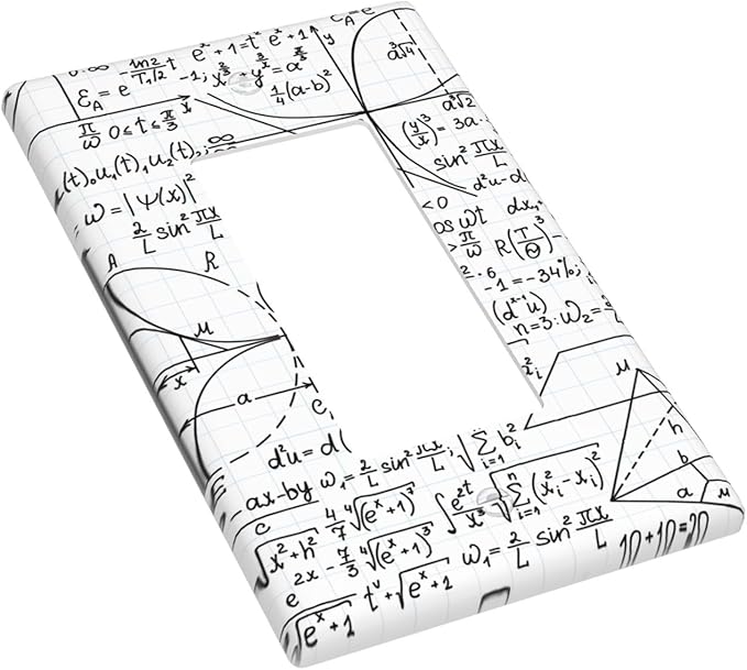 Math Formula 1-Gang Rocker Wall Plate, White Mathematics Switch Plate for Kids Room, Classroom, Study Room & Office