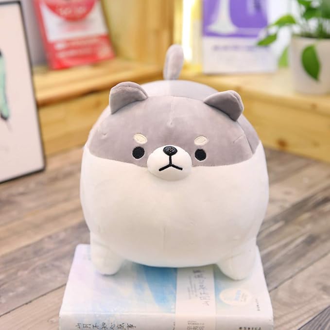 EHOTONG Shiba Inu Dog Plush Pillow, Corgi Stuffed Animal Plush Toy Hug Pillow Gifts for Girl Boy (Gray, 19.6in)
