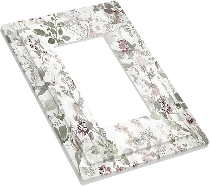 Boho Floral Leaf Vintage Watercolor Flower Decorative Outlet Covers 1 Gang Single Rocker Light Switch Cover Plate Wall Plates GFCI Faceplate for Farmhouse Bedroom Decor