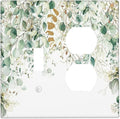 Gold Green Eucalyptus Leaves Plants Flowers Floral Wallplates 1 Toggle 1 Duplex Switch Plate Electrical GFCI Faceplate Decorative Light Switch Covers for Bedroom Living Room Decor