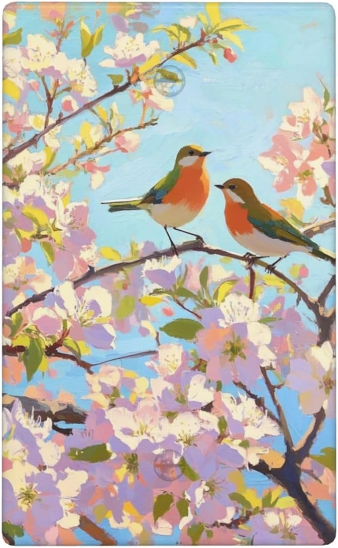 Bird Flower No Device Blank Wall Plate Decorative 1 Gang Light Switch Covers Electrical Switchplate Home Decorate Faceplat for Bathroom Bedroom Kitchen Room 4.5 x 2.76 Inch