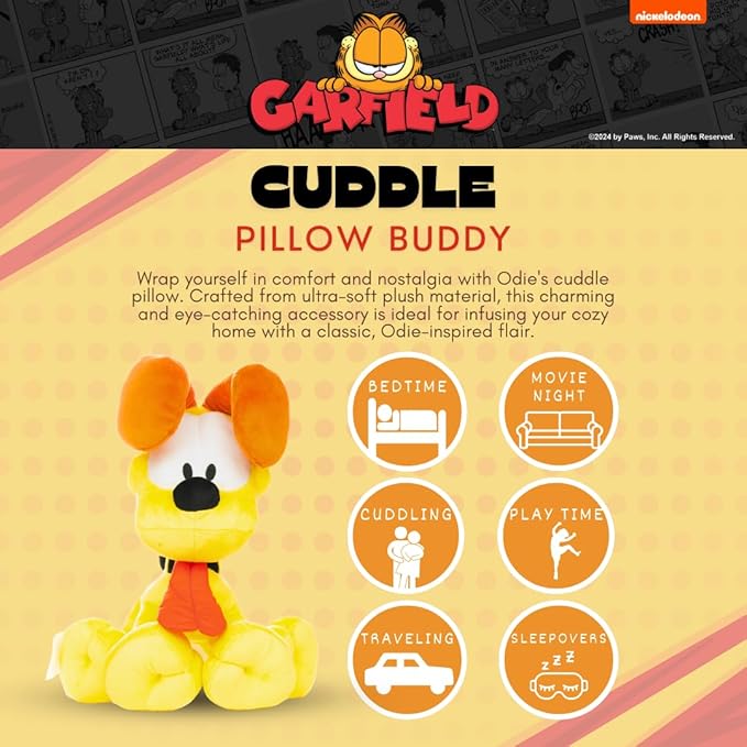 Garfield Odie Bedding Super Soft Cozy Decorative Cuddle Pillow, (Officially Licensed Product) By Franco Collectibles
