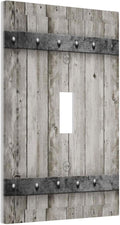 1 Gang Rustic Barn Door Light Switch Cover Single Toggle Wall Plates Switchplate Covers Vintage Farmhouse Country Decorative Plastic Faceplate for Kitchen Living Room Accessories Decor