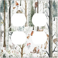 Snow Bear Fox Deer Forest Squirrel Wild Life Animal Outlet Covers 2 Gang Double Duplex Decorative Light Switch Covers Electrical Wallplates Socket Faceplate for Farmhouse Kids Room Decor