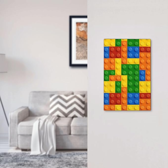 Building Blocks Theme Colored Bricks Print Light Switch Cover Plate 1 Gang No Device Blank Electrical Wall Plates Faceplate Decorative Switch Plate Covers for Room Office Home Decor