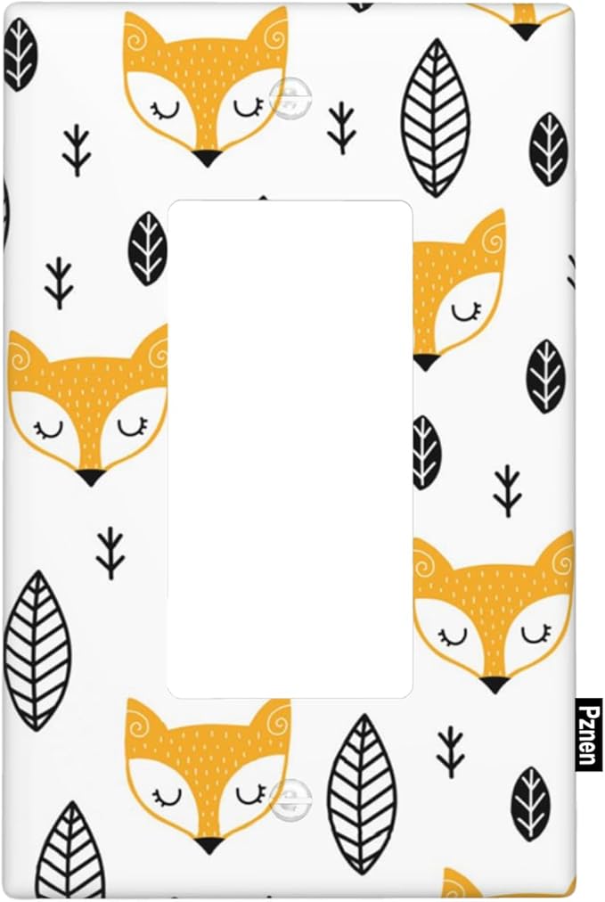 Boho Fox Cartoon Single Rocker Switch Plate Woodland Fox Nursery Decorator Rocker Wall Plate 1 Gang Lightswitch Cover Home Decorative Office