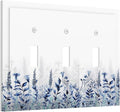 Decorative Light Switch Cover Plate Rustic Blue Plants Wildflowers Boho Leaves Unique 2 Gang Wall Plate Cover Double Toggle Switch Plate Covers Electric Dual Device Electrical Faceplate