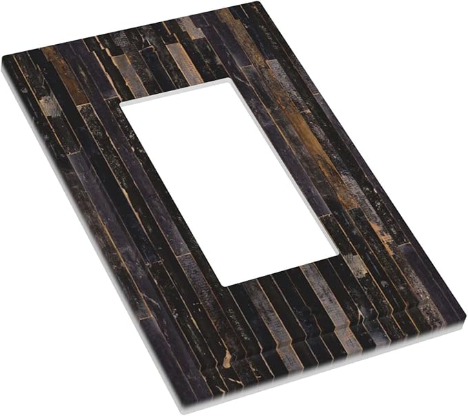 Decorative Switch Plate Covers Black Farmhouse Wood Board 1 Gang Single Decora GFCI Device Light Switch Cover Western Country Lodge 1 Rocker Outlet Wall Plate Faceplate for Bathroom Bedroom