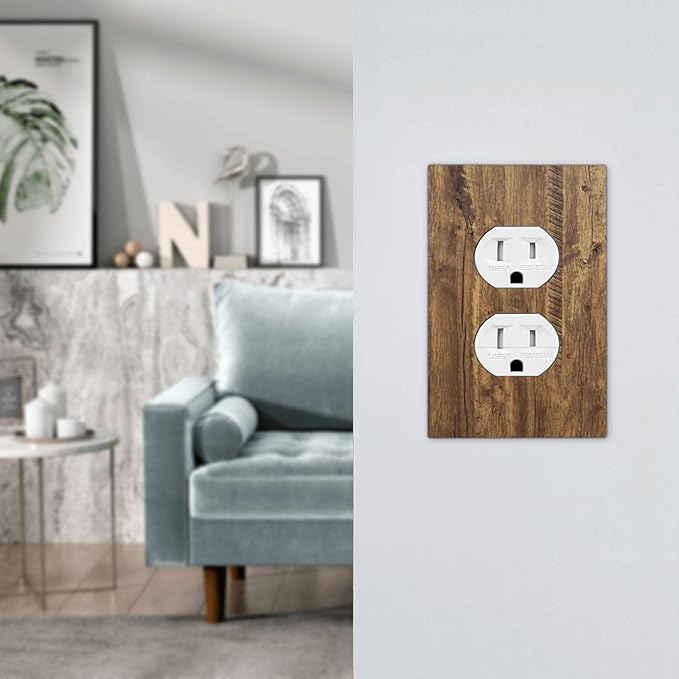 Rustic Brown Wood Distressed Wood Print Outlet Covers 1 Gang Duplex Light Switch Cover Decorative Switch Plates Electrical Receptacle Faceplate Wall Plate for Farmhouse Home Decor