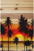 Sunset Beach Coconut Palm Tree Wooden Background Light Switch Cover Plate 1 Gang No Device Blank Electrical Wall Plates Faceplate Decorative Switch Plate for Bedroom Living Room Decor
