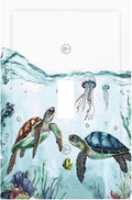 Sea Turtles Sea Coral Seaweed Ocean Jellyfish Decorative Light Switch Cover 1 Gang Single Toggle Device Electrical Faceplate Switchplates Decorator Outlet Wall Plate for Kids Room Bathroom Decor