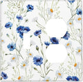 Outlet Covers Watercolor Daisy Blue Floral Vintage Plant 2 Gang Decorative Switch Plates 1 Toggle Duplex Combo Light Switch Cover GFCI Socket Cover WallPlates for Bedroom Home Decor