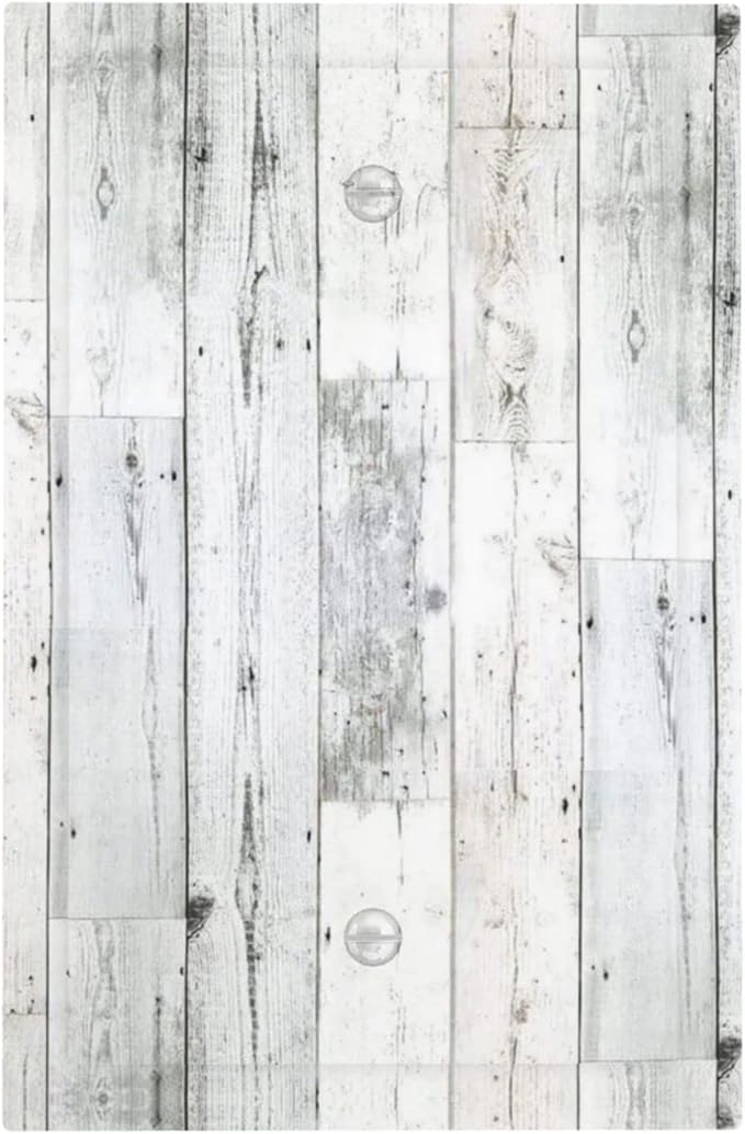 Grey White Wood 1 Gang Light Switch Cover No Decive Blank Wall Plate Decorative for Teen Kids Boys Bathroom Home Bedroom Art Panel Decorate 5" x 3