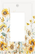 Yellow Floral Sunflowers Wheat Ears Watercolor Wild Flowers Decorative Outlet Covers 1 Gang Single Rocker Light Switch Cover Plate Wall Plates GFCI Faceplate for Bedroom Living Room Decor