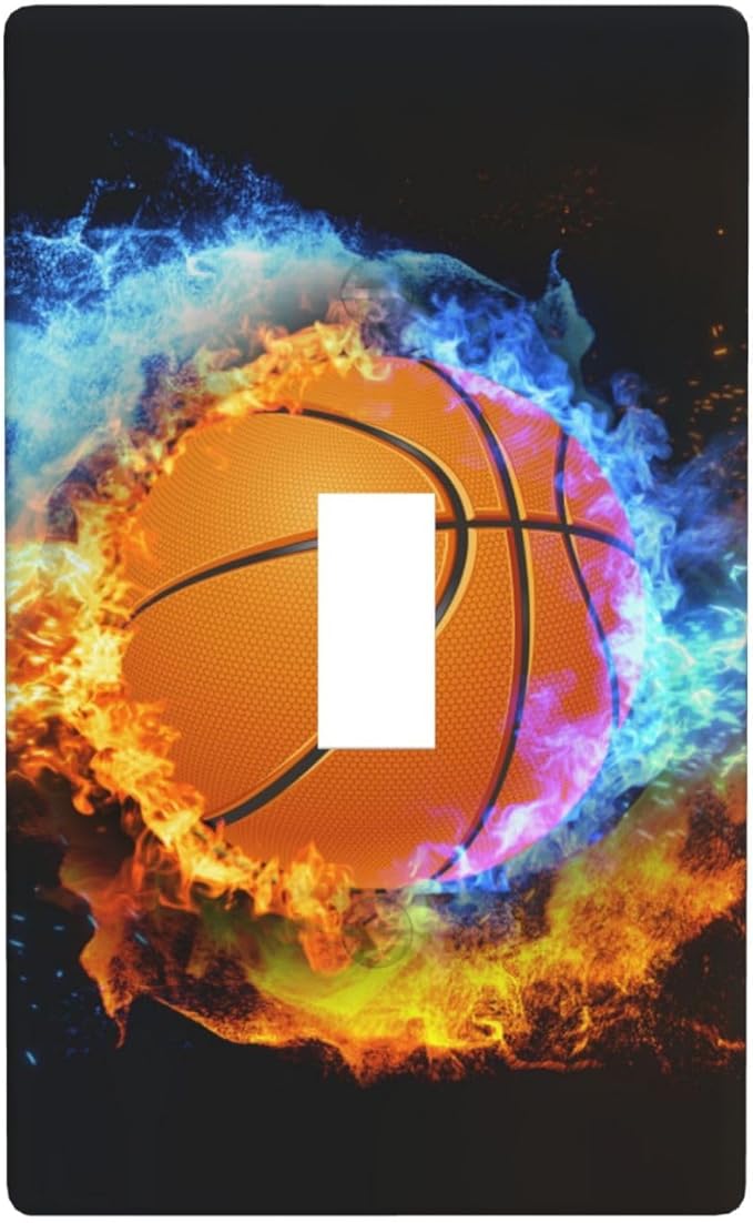 Basketball Light Switch Cover Plates Decorative Single Toggle Wall Plate, 1 Gang Lightswitch Cover
