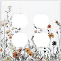 Outlet Covers Vintage Wildflower Colorful Plants Floral 2 Gang Double Duplex Decorative Light Switch Covers Electrical Wallplates Socket Faceplate For Bed Room Living Room Decor