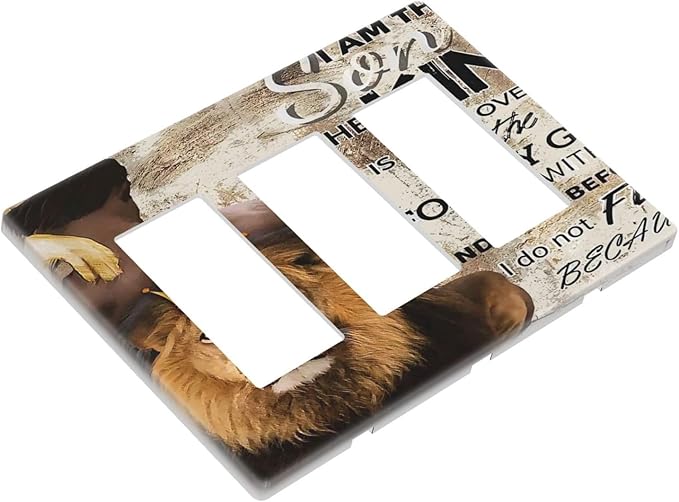 Quotes African Man Afro Lion 3 Gang Triple Rocker/Decora Light Switch Wall Plate Cover Decorative Electrical Faceplate Switchplate for Bathroom Living Room Decor