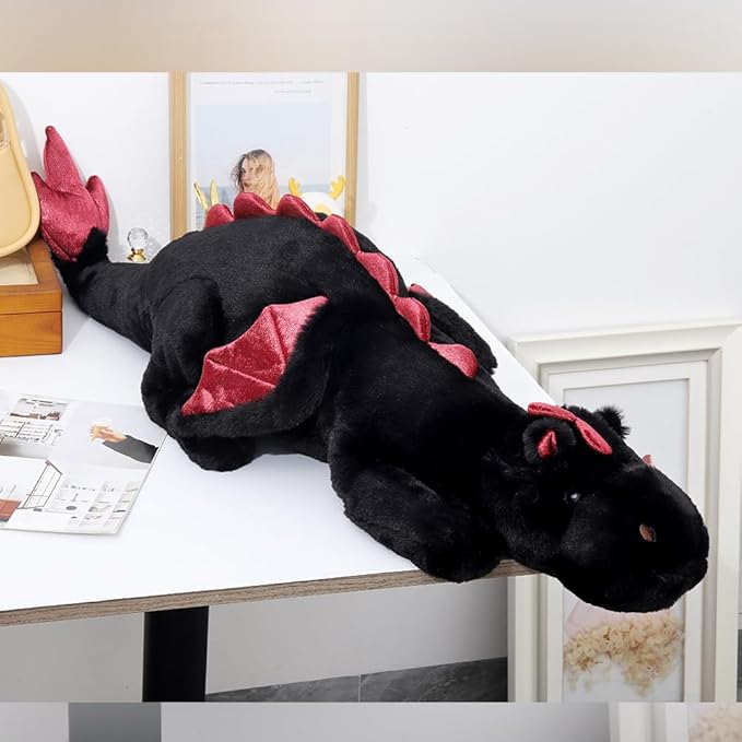 Weighted Dragon Stuffed Animal 10Lbs 43.3" Soft and Sturdy Weighted Stuffed Animals for Adults and Kids, Large Black Dragon Plush