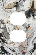 Black Gold Marble Texture Modern Abstract Print Outlet Covers 1 Gang Duplex Light Switch Cover Decorative Switch Plates Electrical Receptacle Faceplate Wall Plate for Bathroom Kitchen Decor