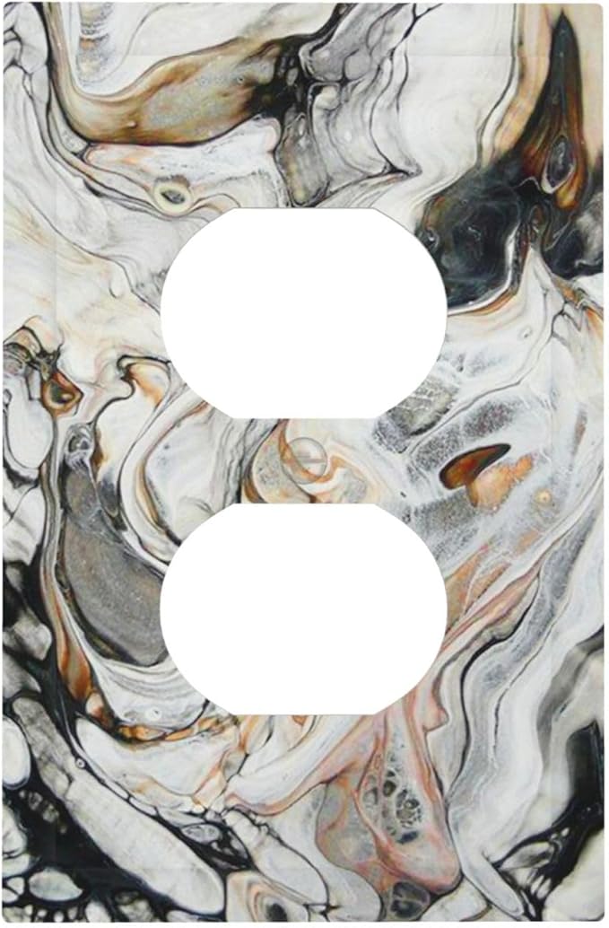 Black Gold Marble Texture Modern Abstract Print Outlet Covers 1 Gang Duplex Light Switch Cover Decorative Switch Plates Electrical Receptacle Faceplate Wall Plate for Bathroom Kitchen Decor