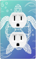 Sea Turtle Ocean 1-Gang Duplex Wall Plate, Blue Coastal Turtle Outlet Cover Decorative Faceplate for Bathroom, Beach House & Coastal Home