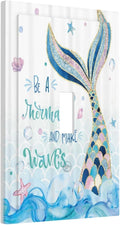 Mermaid Ocean Blue Waves Kids Girl 1 Gang Light Switch Covers Decorative Single Toggle Wall Plate Switchcover Electrical Switchplate for Kidroom Bathroom Bedroom Decor