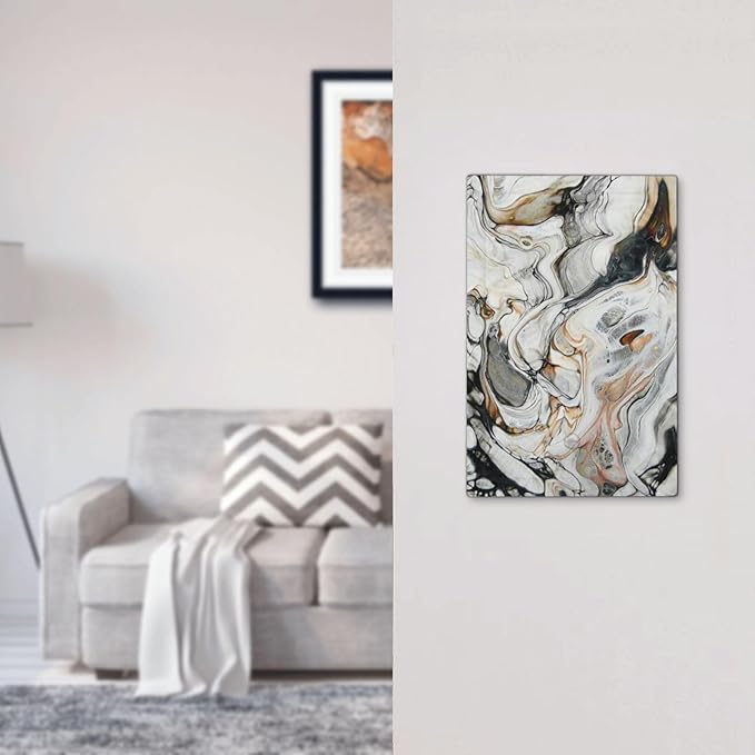 Black Gold Marble Texture Modern Abstract Print Light Switch Cover Plate 1 Gang No Device Blank Electrical Wall Plates Faceplate Decorative Switch Plate for Bathroom Kitchen Decor