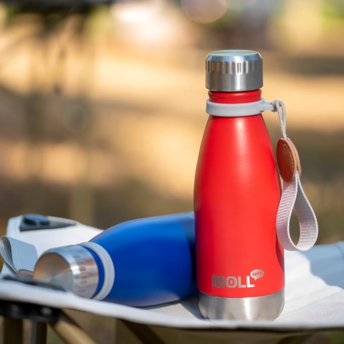 Small Water Bottles for Kids -9 oz Stainless Steel Vacuum Insulated Leak Proof Water Bottle for School Cola Shape Mini Water Bottle for Girls(Red)