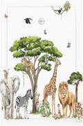 Large Animals Elephant Giraffe Jungle Lion Leopard Zebra Light Switch Cover Plate 1 Gang No Device Blank Electrical Wall Plates Faceplate Decorative Switch Plate Covers for Kids Room Nursery Decor