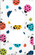 Colored Ladybug Cartoon Wall Plate Cover Cute Ladybugs Nursery Outlet Covers 1-Gang Switch Plug Duplex Cover Home Bedroom Bathroom Kitchen