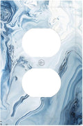 Blue Marble Abstract Ombre Chic Luxury Print Outlet Covers 1 Gang Duplex Light Switch Cover Decorative Switch Plates Electrical Receptacle Faceplate Wall Plate for Bathroom Living Room Decor