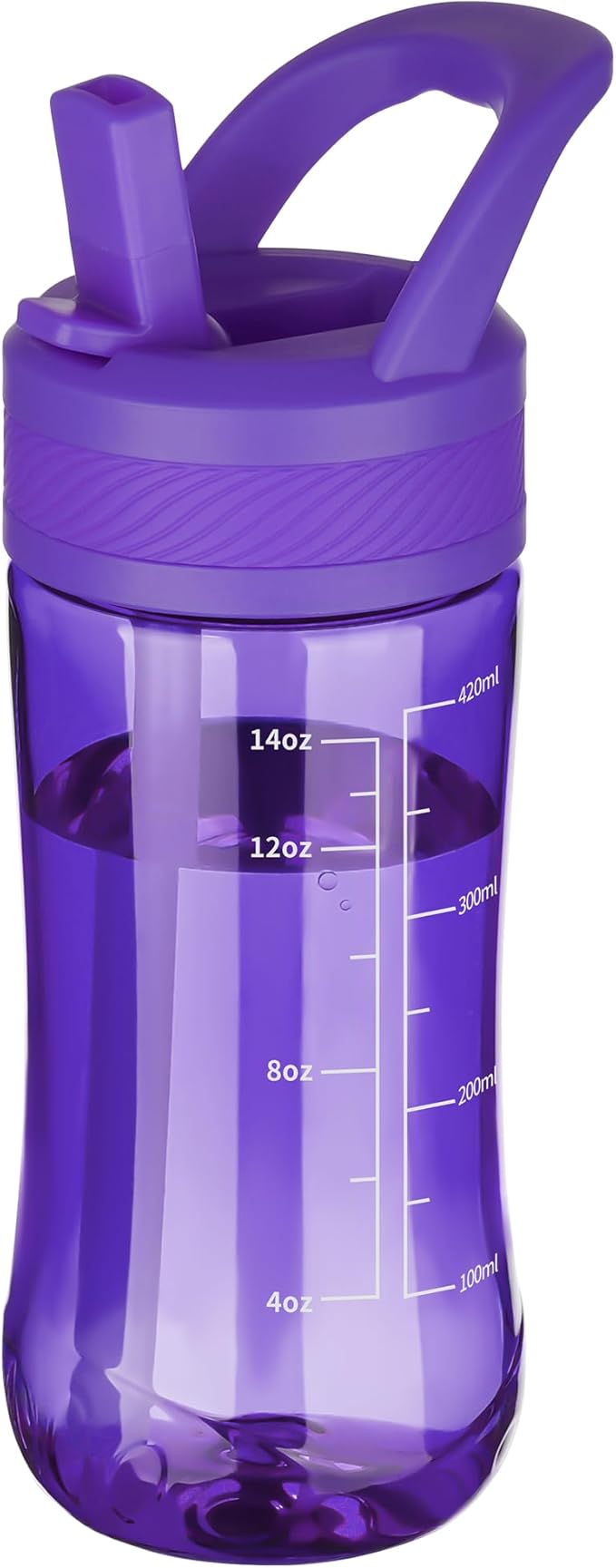 Kids Water Bottle, Dustproof Leakproof Cover, BPA Free Tritan Water Bottle Kids With Volume Markings Drinking 14oz Clear Water Bottle Unique Cat Paw Print Bottom Toddlers, School, Outdoor（Dark Purple）