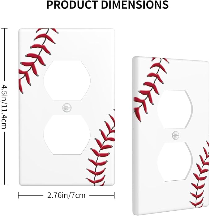 Baseball Outlet Covers Decorative Electrical Outlets Duplex Outlet 1-Gang Wall Plate Receptacle Wall Outlet Cover