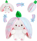 MIAODAM Strawberry Bunny Stuffed Animal, Cute Reversible Plush Strawberry to Rabbit Doll, Funny Bunny Toy for Babies and Children (7 Inch)