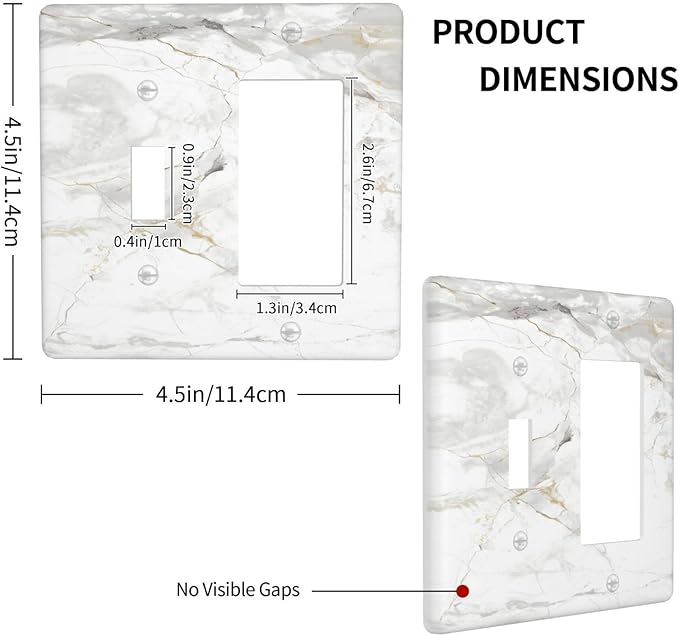 White Marbling Golden Stream Lines Print Outlet Covers 1 Toggle 1 Rocker Combination Decorative Wall Plate Electrical Switch Plates Light Switch Cover Plate for Bathroom Kitchen Decor