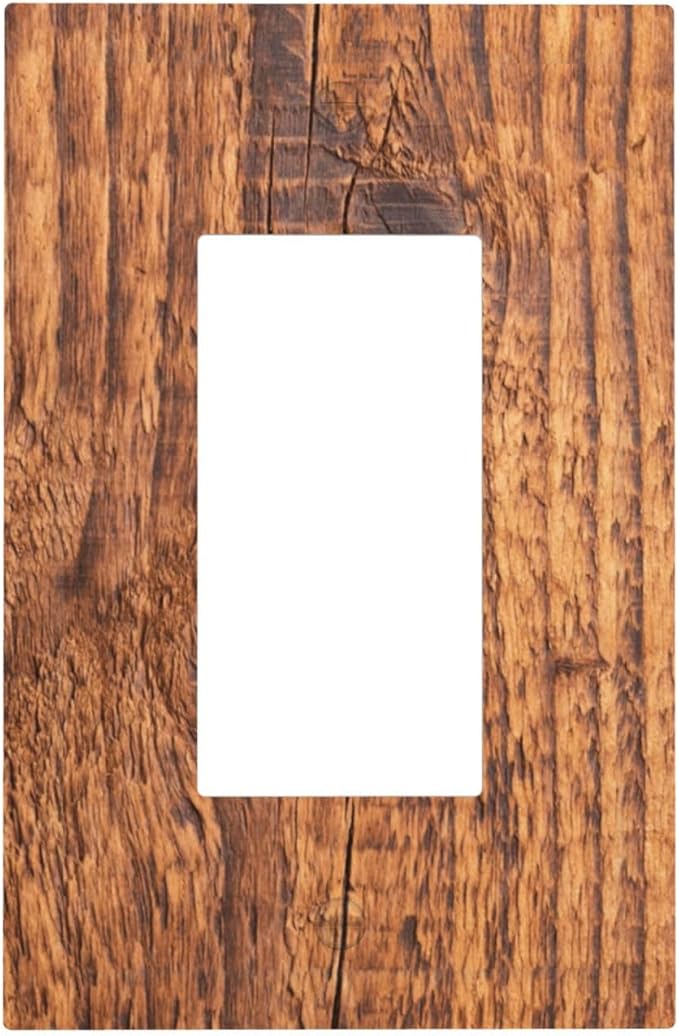 Brown Wood Grain Rustic Natural Burl Print Decorative Outlet Covers 1 Gang Single Rocker Light Switch Cover Plate Wall Plates GFCI Faceplate for Farmhouse Home Decor