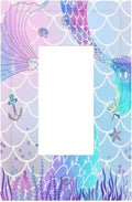 1 Gang Single Decorator/Rocker GFCI Outlet Wall Plate Light Switch Cover Plate Cute Girls Blue Purple Pink Mermaid Tail Scale Electrical Device Face Plug Plate for Dimmers, Receptacle, USB Outlet