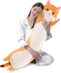 shangman Lovely Plush Cat Doll Cute Cartoon Soft Stuffed Kitten Pillow Long Throw Sleeping Pillow Doll Toy Gift for Kids Girlfriend Multiple Size (Brown,110cm/43.3in)