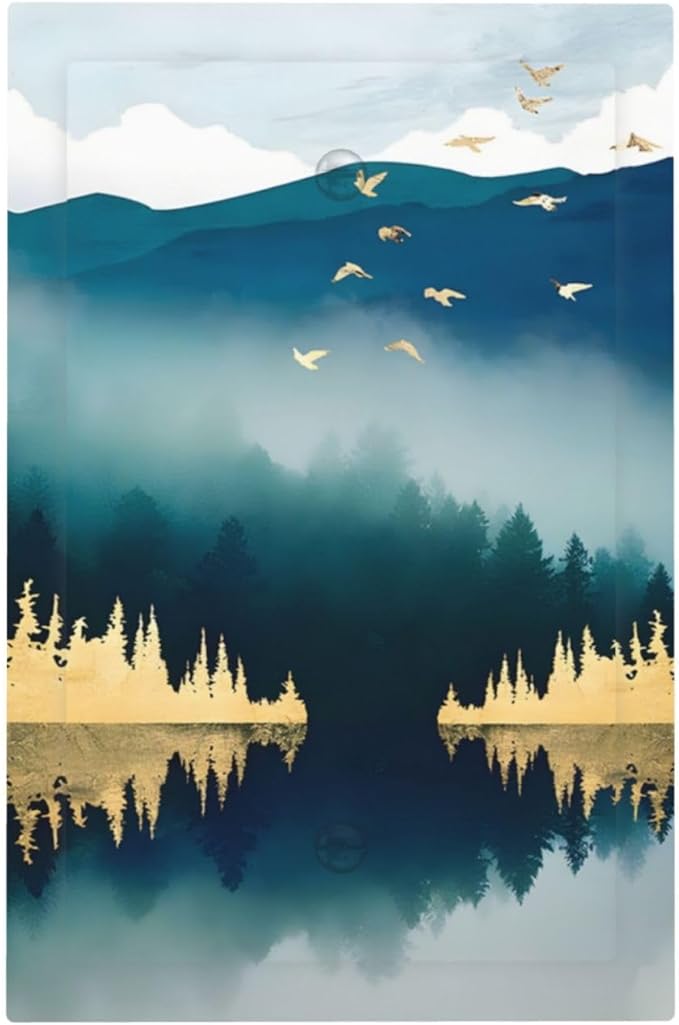 Mountains Landscape Lake Bird Reflection Light Switch Cover Plate 1 Gang No Device Blank Electrical Wall Plates Faceplate Decorative Switch Plate Covers for Bedroom Living Room Decor