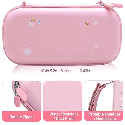 GUTIAL Accessories Bundle for Nintendo Switch OLED - Cute Kawaii NS OLED Accessories kit for Grils Boys Kids with Carrying Case, Cartoon Dockable Cover Case, Screen Protector, Stand - Pink