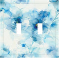 Watercolor Flower Blue White Large Floral Leaf Plants Decorative Switch Plates 2 Gang Double Toggle Outlet Light Switch Cover Wall Plate Electrical Faceplate for Bedroom Living Room Decor