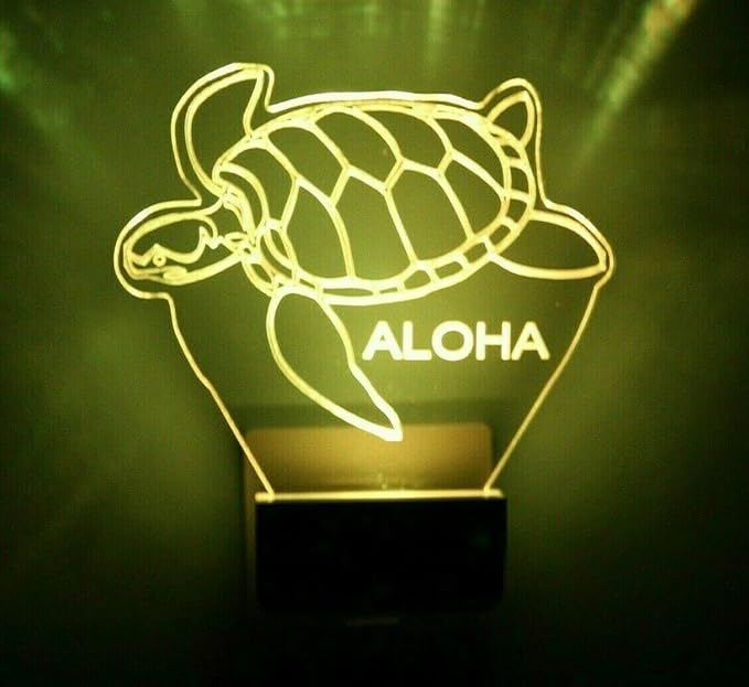 Night Light Multi Color Personalized LED Plug-in, Ultra-Slim Touch Night Light Smart Dusk to Dawn Sensor, Kids Children's Bedroom Kitchen Bathroom Hallway Play Room Variations (Sea Turtle)