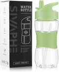 Sivaphe Clear Water Bottle with Straw 12 oz Portable Tritan Transparent Sports Drinking Bottle for School Girls Boys Green