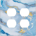 Beautiful Marble Texture Blue Gold Fluid Abstract Print Outlet Covers 2 Gang Double Duplex Decorative Light Switch Covers Electrical Wallplates Socket Faceplate for Bedroom Bathroom Decor