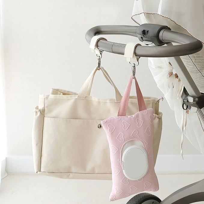 REDYY Modern White Cloth Tissue Box Organizer for Stroller, Diaper Bag, Travel