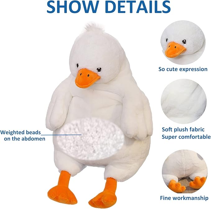 Duck Weighted Stuffed Animals, 21.5" 5.2 lbs Weighted Duck Plush Toy Large Weighted Plush Animal Pillow Gifts for Boys and Girls