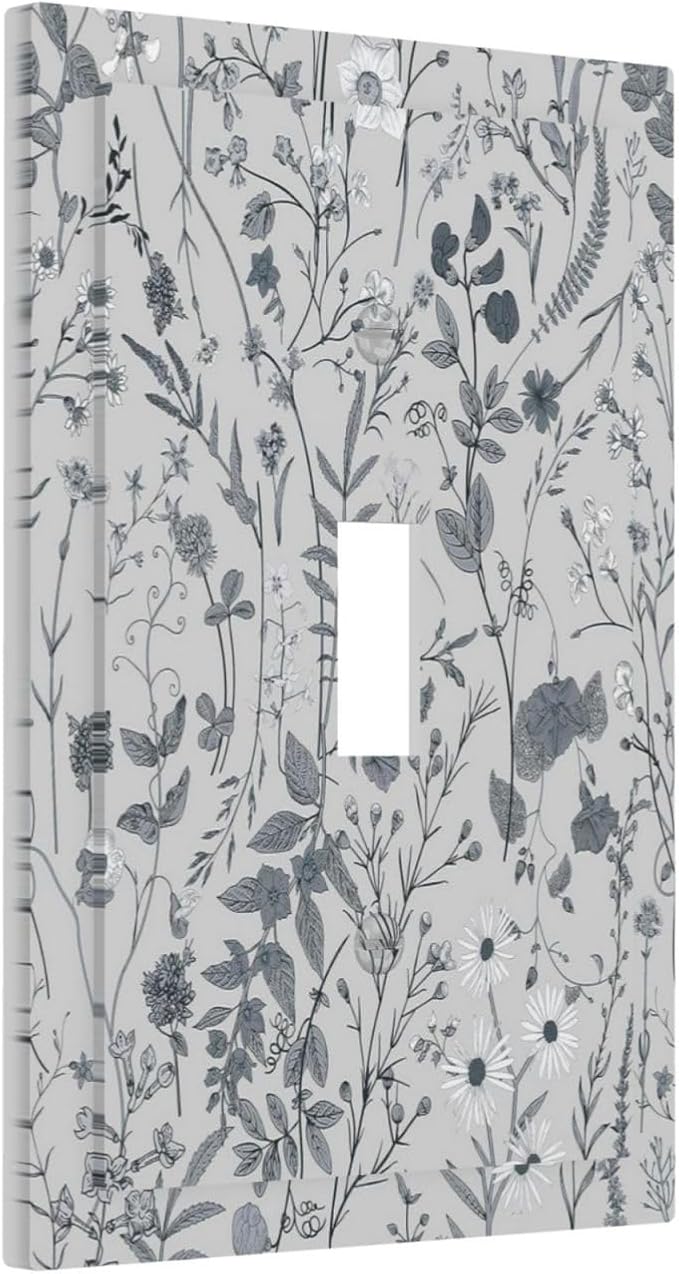 Boho Wild Flowers Farm Floral 1 Gang Light Switch Cover Decorative Single Toggle Wall Plate Electrical Switchplate Switchcovers Home Decor for Living Room Bedroom Decorate