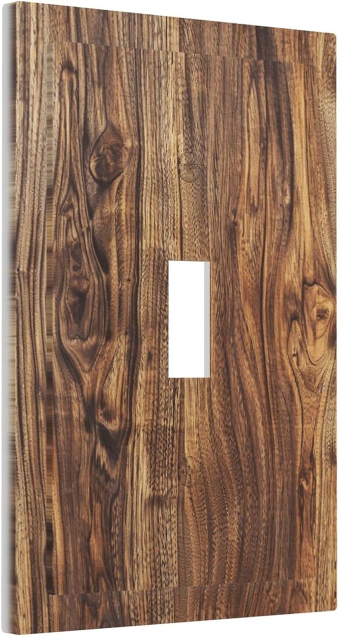 Distressed Wood Brown Wood Texture Decorative Light Switch Cover 1 Gang Single Toggle Device Electrical Faceplate Switchplates Decorator Outlet Wall Plate for Farmhouse Home Decor